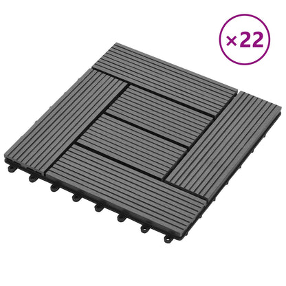 Decking Tile 22 pcs Grey 30 x 30 cm WPC