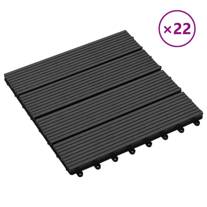 Decking Tile 22 pcs Black 30 x 30 cm WPC