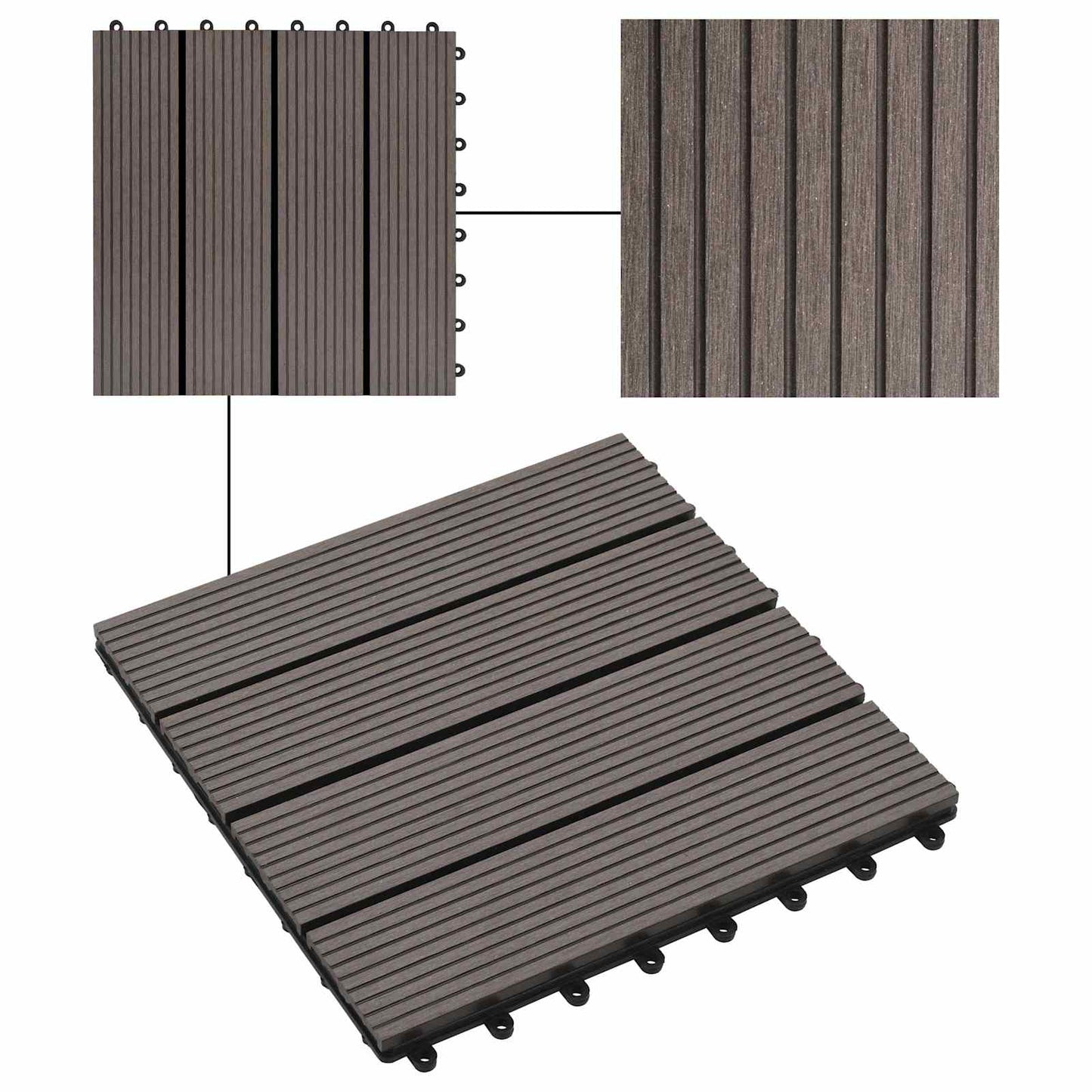 Decking Tile 22 pcs Dark Brown 30 x 30 cm WPC