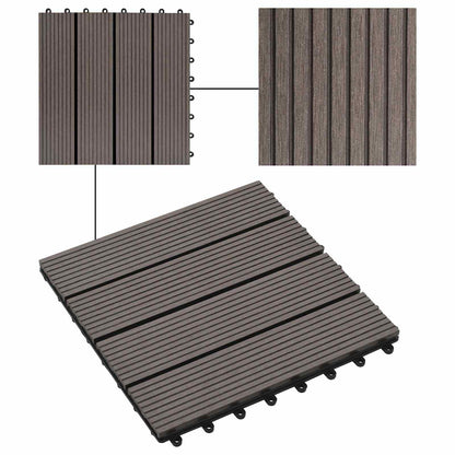 Decking Tile 22 pcs Dark Brown 30 x 30 cm WPC