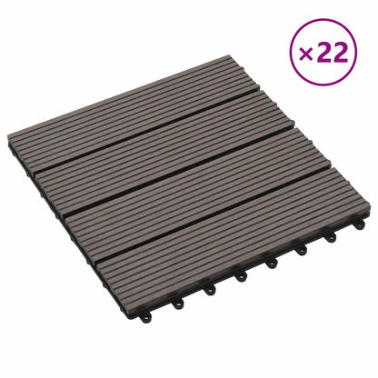 Decking Tile 22 pcs Dark Brown 30 x 30 cm WPC