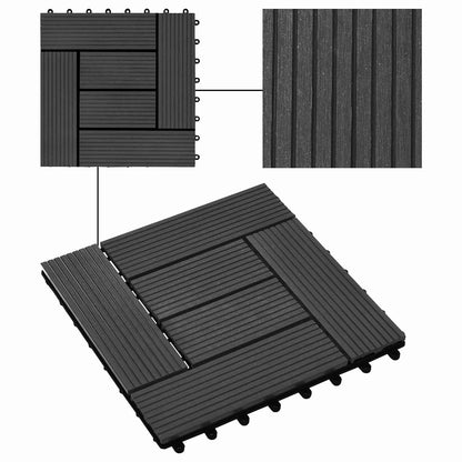 Decking Tile 22 pcs Black 30 x 30 cm WPC