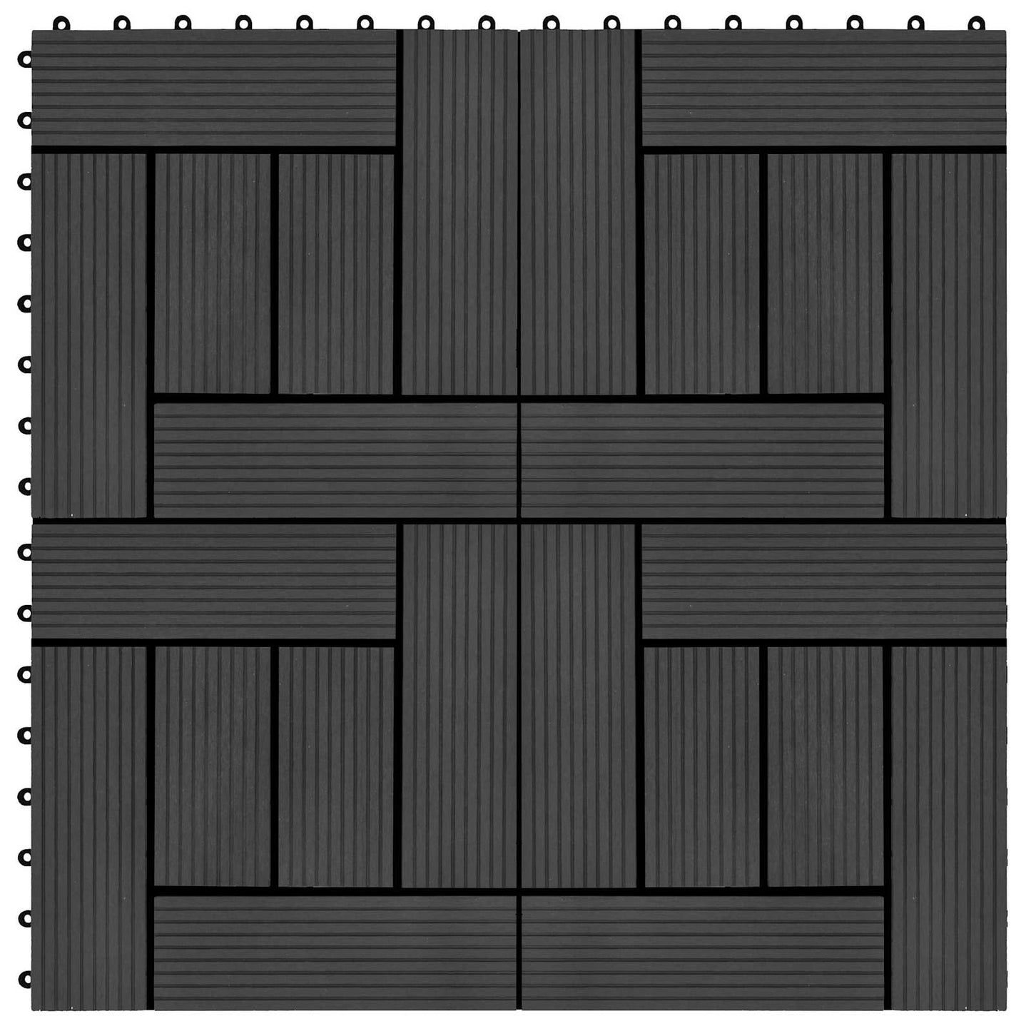 Decking Tile 22 pcs Black 30 x 30 cm WPC