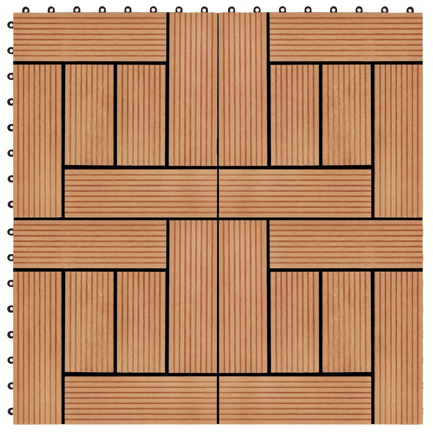 Decking Tile 22 pcs Teak 30 x 30 cm WPC