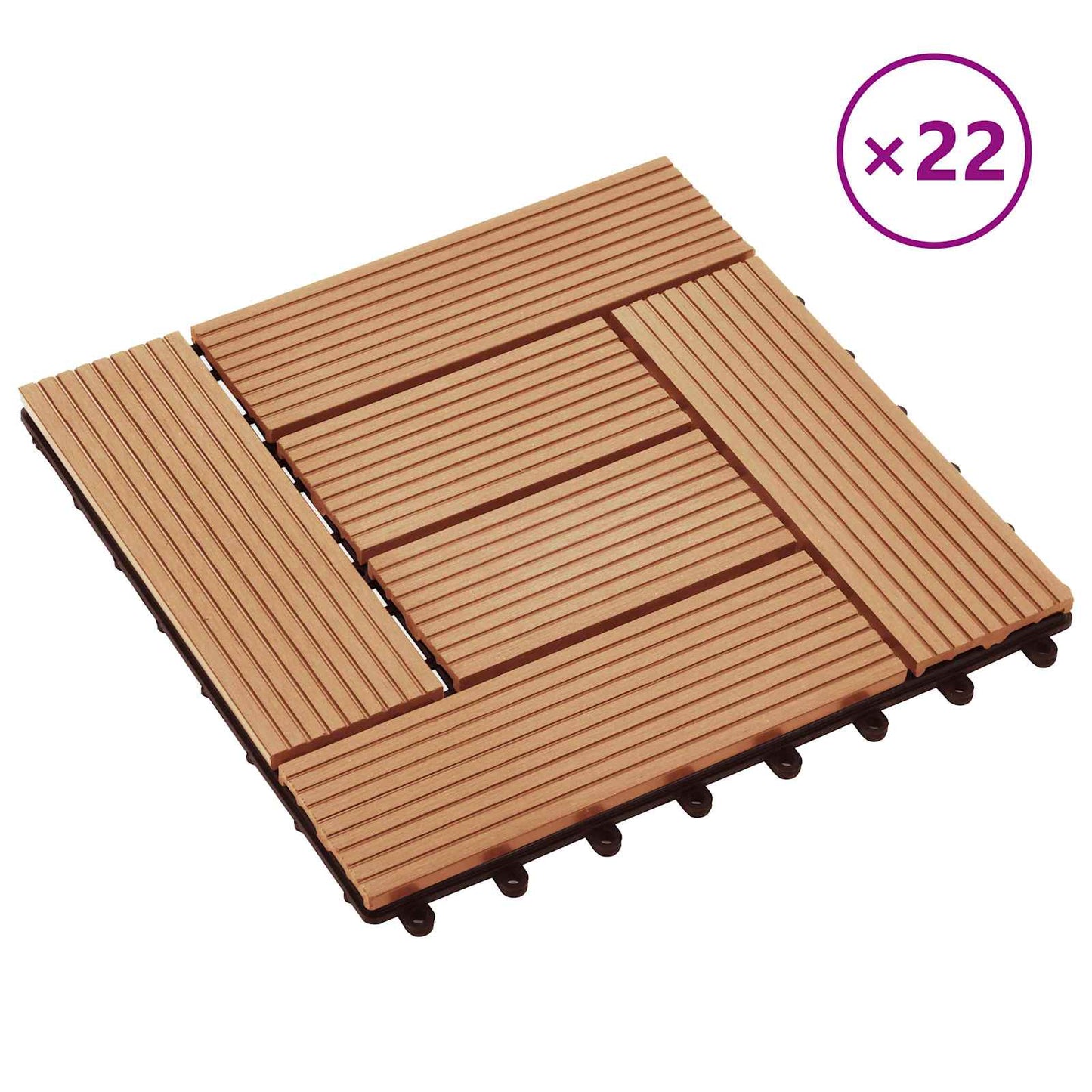 Decking Tile 22 pcs Teak 30 x 30 cm WPC