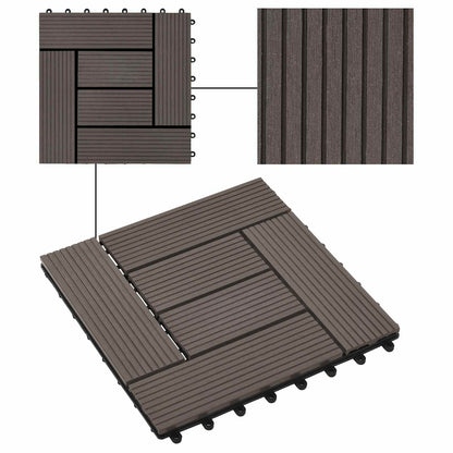 Decking Tile 22 pcs Dark Brown 30 x 30 cm WPC