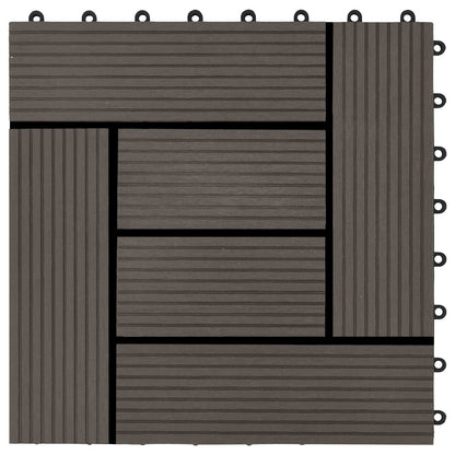 Decking Tile 22 pcs Dark Brown 30 x 30 cm WPC