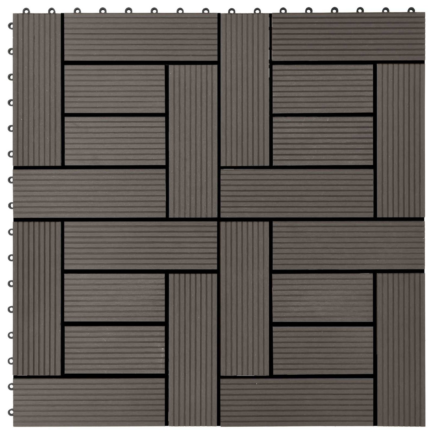 Decking Tile 22 pcs Dark Brown 30 x 30 cm WPC