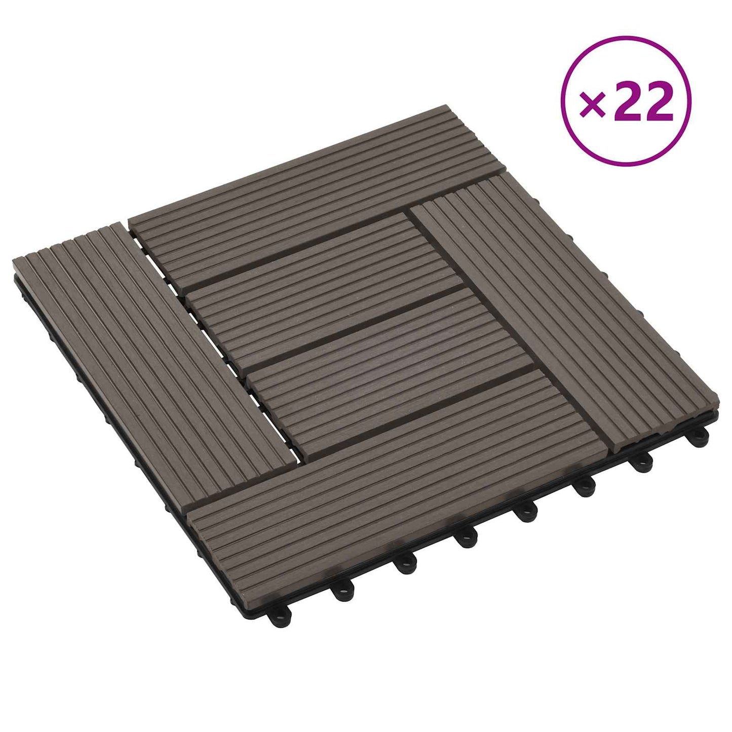 Decking Tile 22 pcs Dark Brown 30 x 30 cm WPC