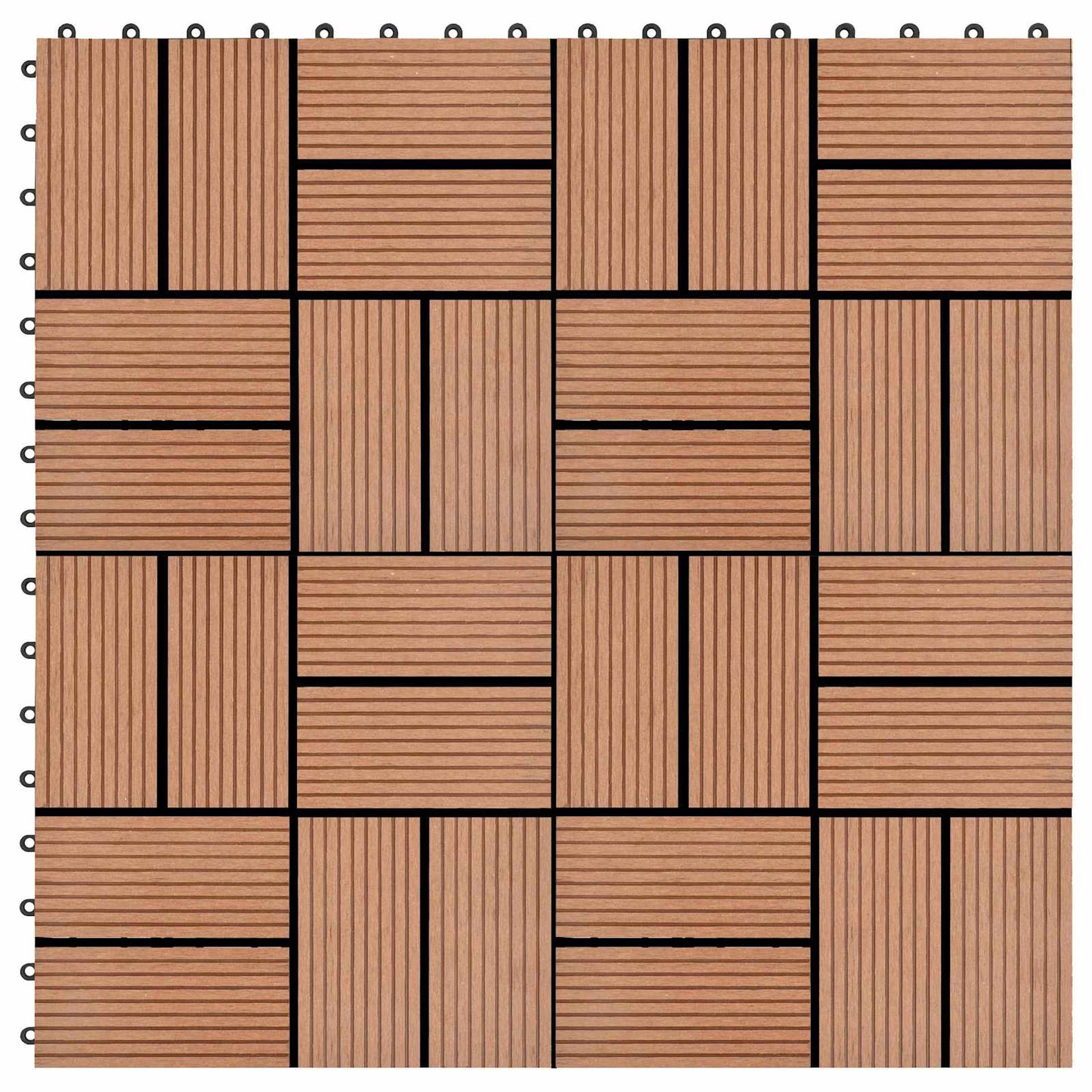 Decking Tile 22 pcs Brown 30 x 30 cm WPC