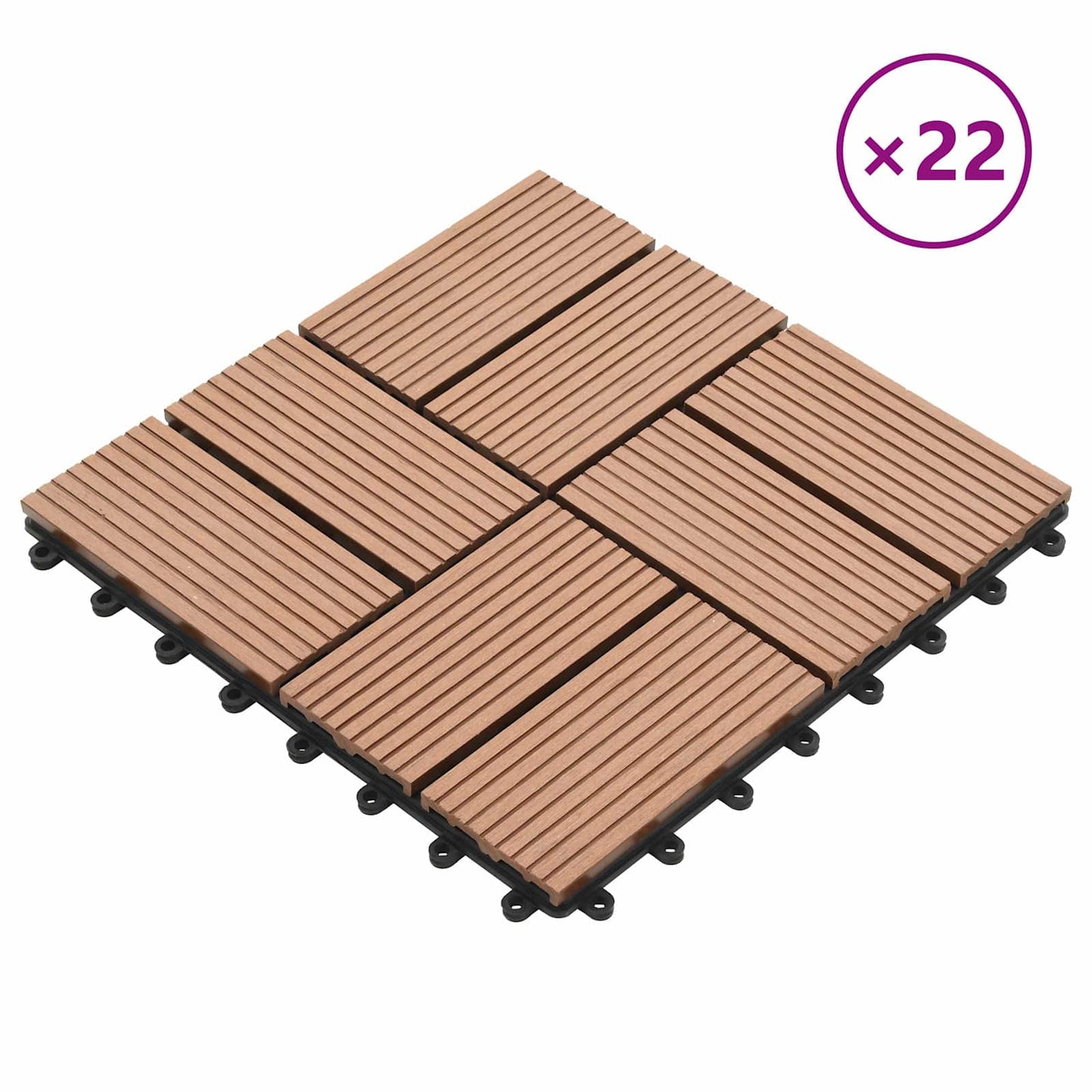 Decking Tile 22 pcs Brown 30 x 30 cm WPC