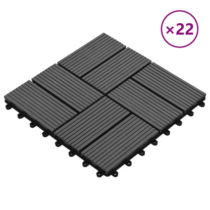 Decking Tile 22 pcs Grey 30 x 30 cm WPC