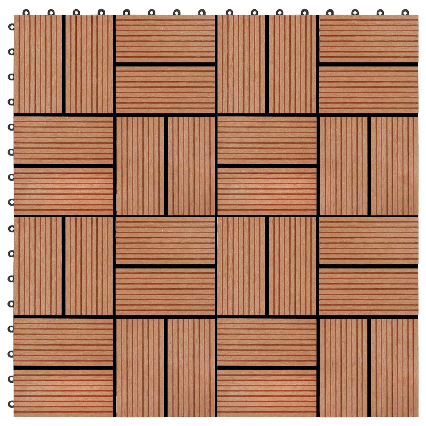 Decking Tile 22 pcs Teak 30 x 30 cm WPC