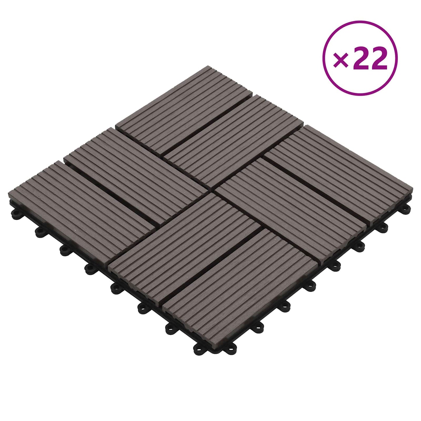 Decking Tile 22 pcs Dark Brown 30 x 30 cm WPC