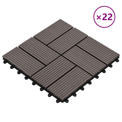 Decking Tile 22 pcs Dark Brown 30 x 30 cm WPC