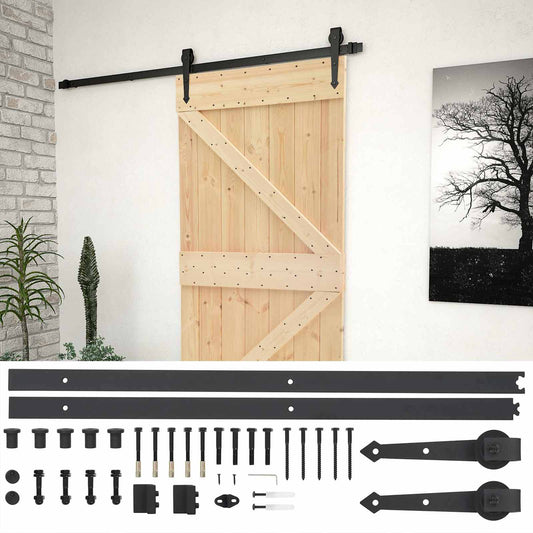 Sliding Door 80 x 210 cm Solid Pine Wood Natural and Black