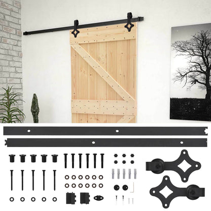 Sliding Door 80 x 210 cm Solid Pine Wood Natural and Black