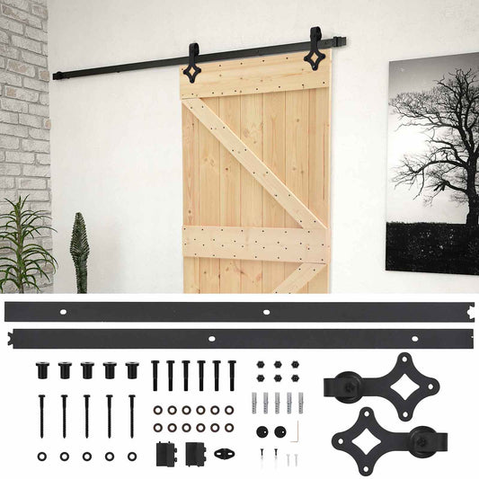 Sliding Door 80 x 210 cm Solid Pine Wood Natural and Black