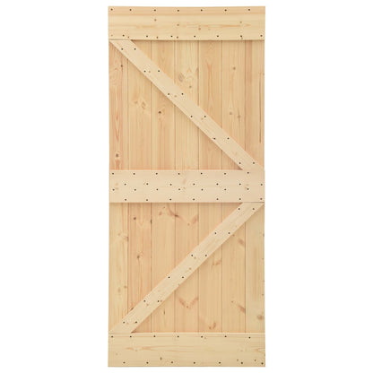 Sliding Door 80 x 210 cm Solid Pine Wood Natural and Black