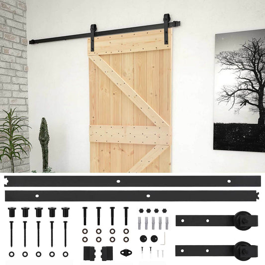 Sliding Door 80 x 210 cm Solid Pine Wood Natural and Black