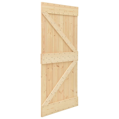 Sliding Door 90 x 210 cm Solid Pine Wood Natural and Black