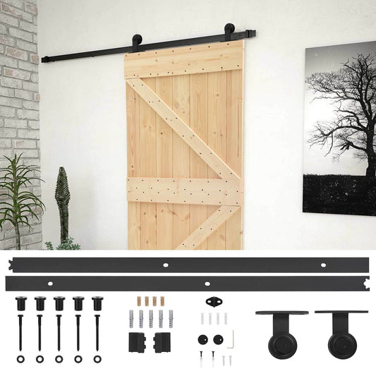 Sliding Door 90 x 210 cm Solid Pine Wood Natural and Black