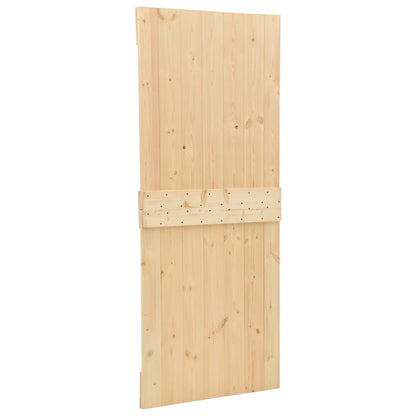Sliding Door 100 x 210 cm Solid Pine Wood Natural and Black