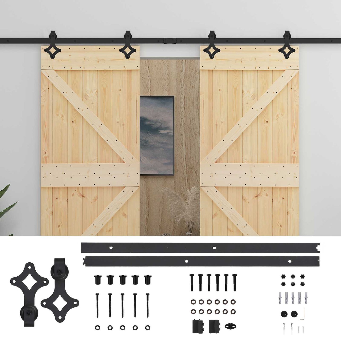 Sliding Door 2 pcs 80 x 210 cm Solid Pine Wood
