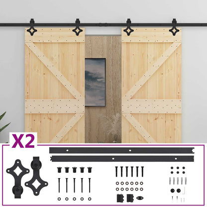 Sliding Door 2 pcs 80 x 210 cm Solid Pine Wood