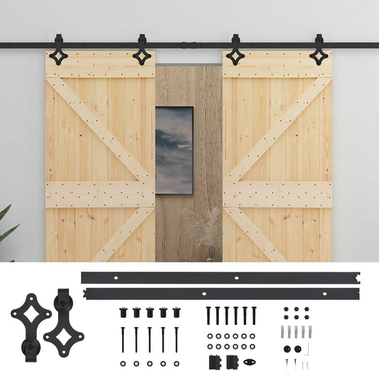 Sliding Door 2 pcs 80 x 210 cm Solid Pine Wood