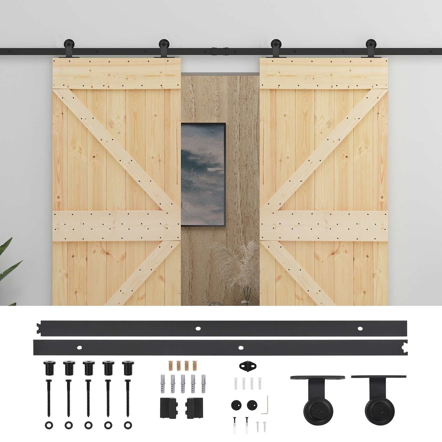 Sliding Door 2 pcs 80 x 210 cm Solid Pine Wood