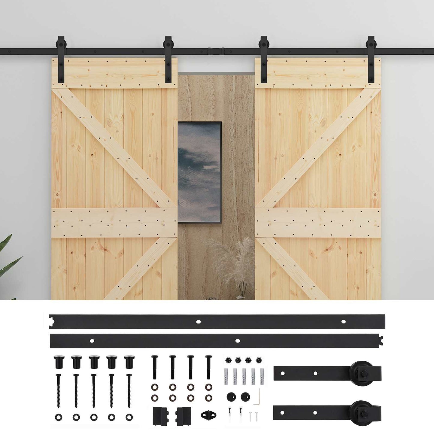 Sliding Door 2 pcs 80 x 210 cm Solid Pine Wood