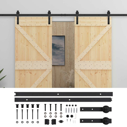 Sliding Door 2 pcs 80 x 210 cm Solid Pine Wood