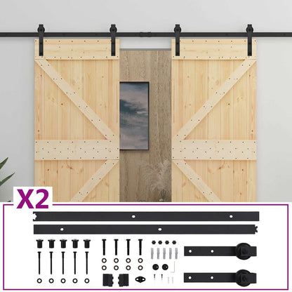 Sliding Door 2 pcs 80 x 210 cm Solid Pine Wood