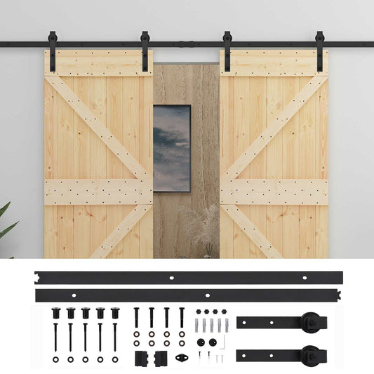 Sliding Door 2 pcs 80 x 210 cm Solid Pine Wood