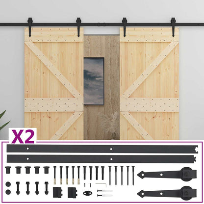 Sliding Door 2 pcs 90 x 210 cm Solid Pine Wood
