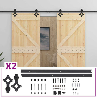 Sliding Door 2 pcs 100 x 210 cm Solid Pine Wood