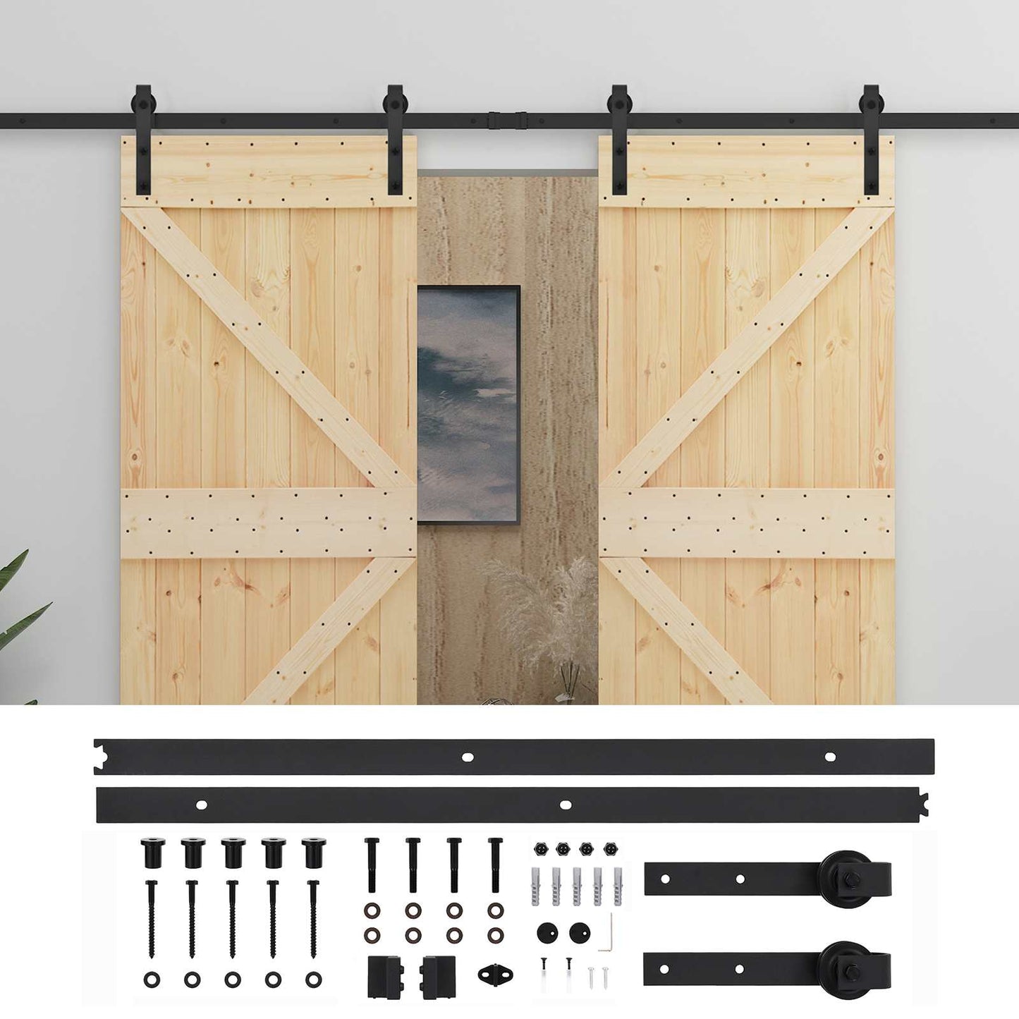 Sliding Door 2 pcs 100 x 210 cm Solid Pine Wood