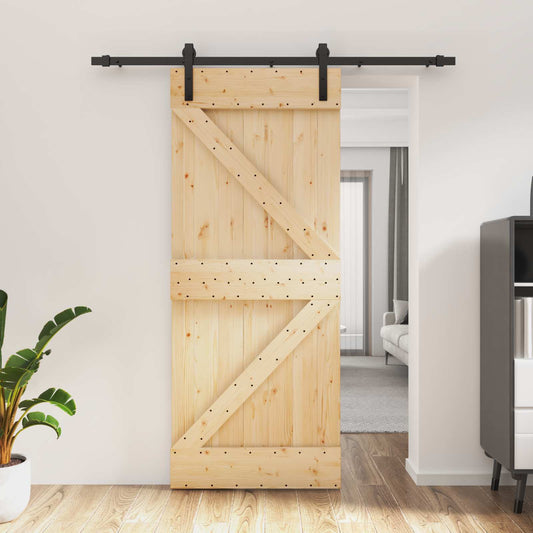 Sliding Door 85 x 210 cm Solid Pine Wood (Untreated)
