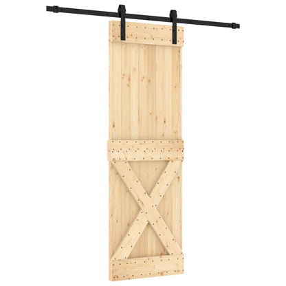 Sliding Door Natural and Black 70 x 210 cm Solid Pine Wood