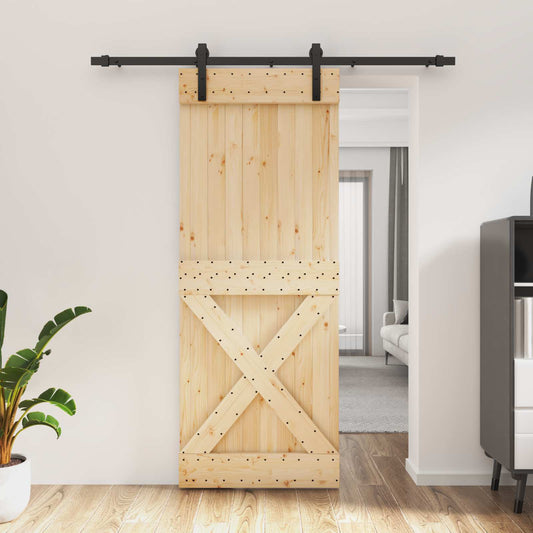 Sliding Door 80 x 210 cm Solid Pine Wood (Untreated)
