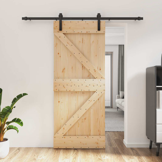 Sliding Door 85 x 210 cm Solid Pine Wood (Untreated)