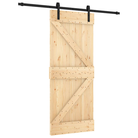 Sliding Door 85 x 210 cm Solid Pine Wood (Untreated)