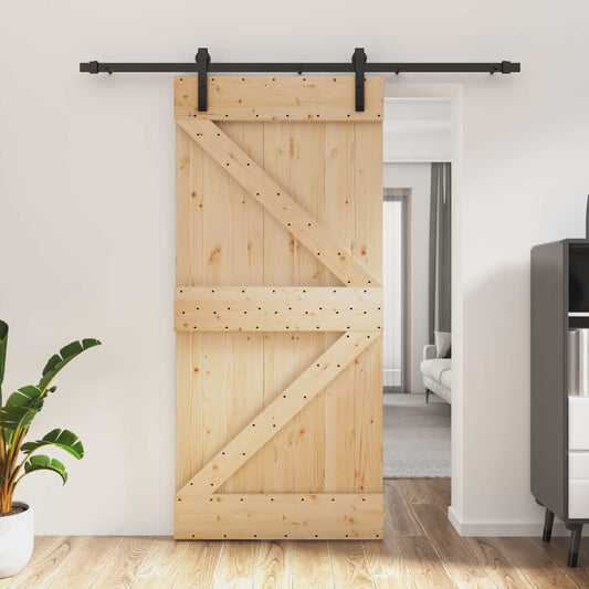 Sliding Door 95 x 210 cm Solid Pine Wood (Untreated)