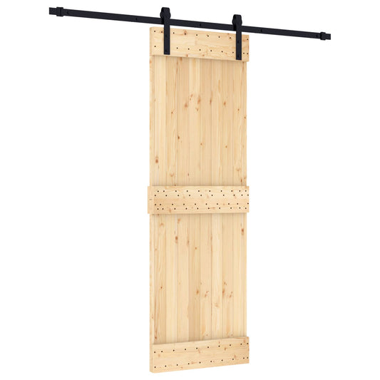 Sliding Door Natural and Black 70 x 210 cm Solid Pine Wood