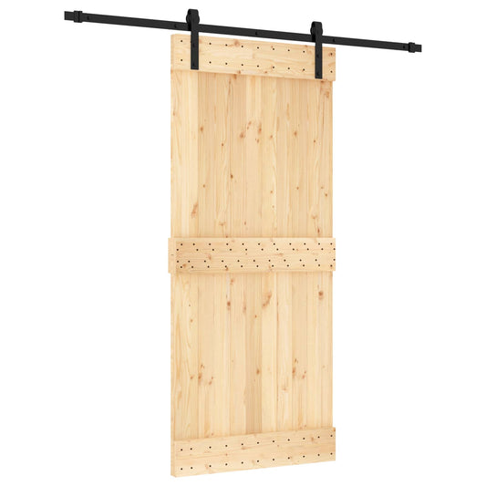 Sliding Door 90 x 210 cm Solid Pine Wood (Untreated)