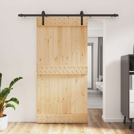 Sliding Door 100 x 210 cm Solid Pine Wood (Untreated)