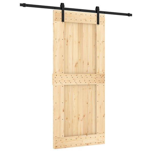 Sliding Door 90 x 210 cm Solid Pine Wood (Untreated)