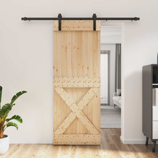 Sliding Door 80 x 210 cm Solid Pine Wood (Untreated)