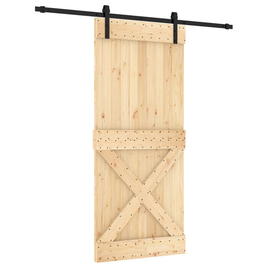 Sliding Door 90 x 210 cm Solid Pine Wood (Untreated)